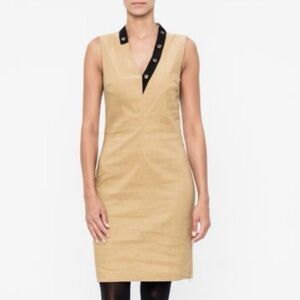Sarah Pacini Sleeveless Asymmetric Neckline Linen Blend Dress - Small, Italy